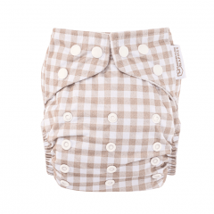 Taupe Gingham One Size AIO Modern Cloth Nappies