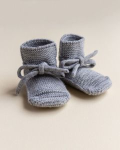 Hvid booties wollen slofjes Grey Melange