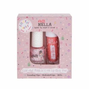 Miss Nella Lips & Tips Besties duo Set Pink Secret en Itsy Glitsy Hippo