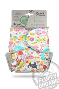 Katten Fluffy Organic Maxi/Night van Petit Lulu, drukknoopjes