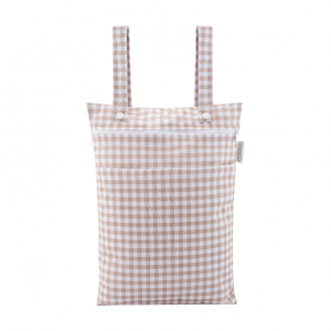 Dubbele luierzak Taupe Gingham Modern Cloth Nappies wetbag