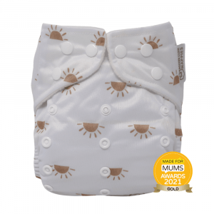 Sunnies - White with Camel Modern Cloth Nappies