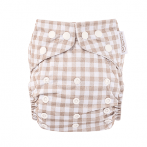 Taupe Gingham One Size AIO Modern Cloth Nappies