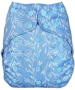 Natural Blue Blümchen One Size overbroekje drukknoopjes