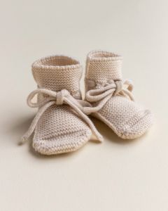 Hvid booties wollen slofjes Cream